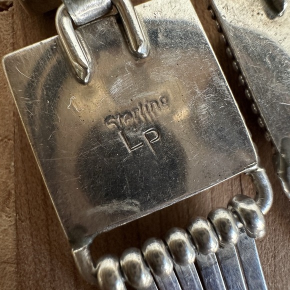 Native American Artisan LP Dangle Earrings 1.9 Inch Turquoise 925 Sterling 14.8g - Picture 7 of 9